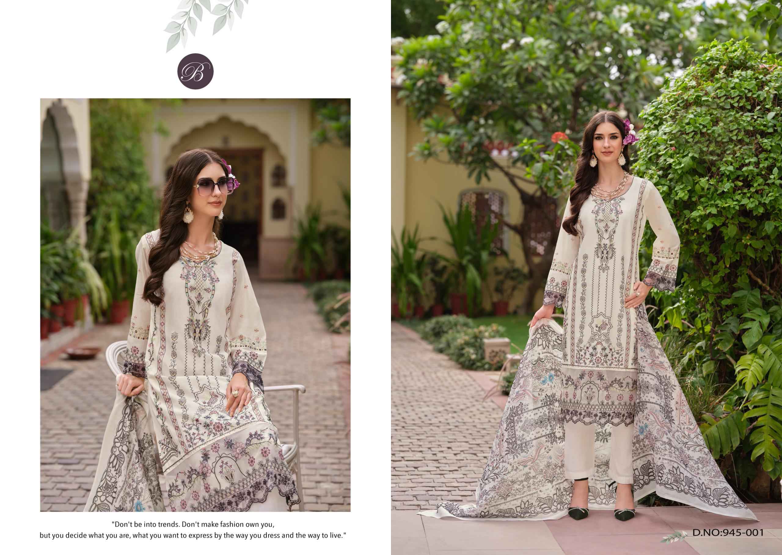 BELLIZA OMBRE VOL 2 PURE COTTON LAWN KARACHI EMBROIDERY WORK DRESS MATERIAL AT WHOLESALE PRICE