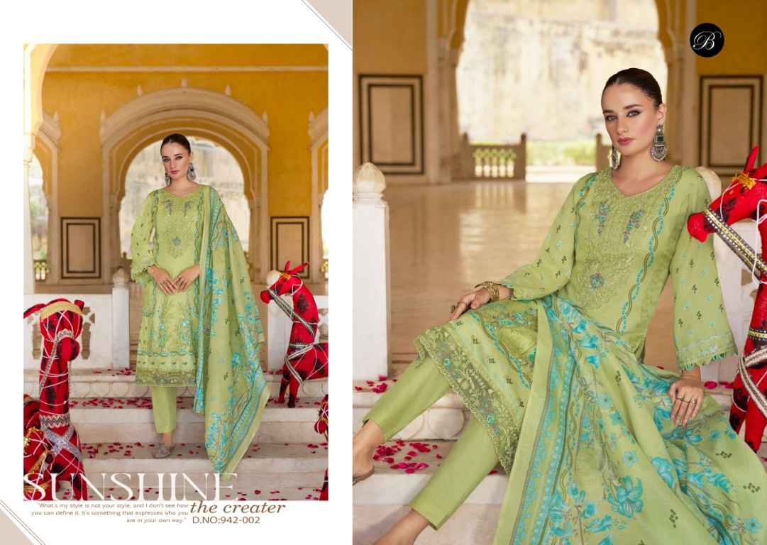 BELLIZA SHAHIBA JAM COTTON EMBROIDERY WORK DRESS MATERIAL AT WHOLESALE PRICE