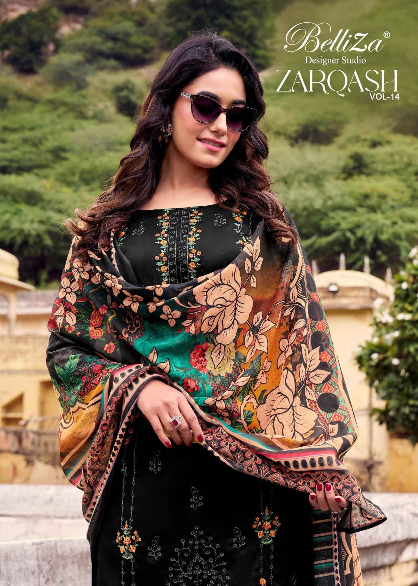 BELLIZA ZARQASH VOL-14 PURE HEAVY JAM COTTON DRESS MATERIAL AT WHOLESALE PRICE