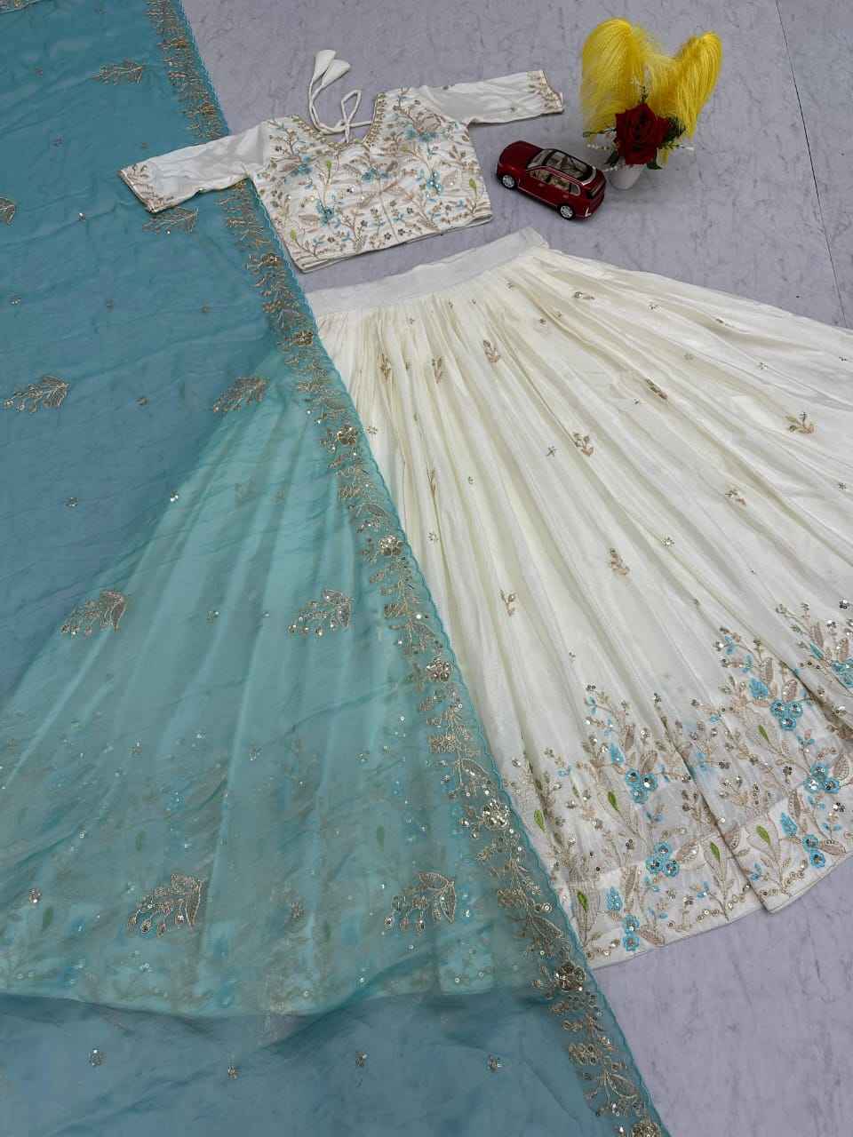 CHINON EMBROIDERY THREAD AND SEQUENCE WORK LEHENGA CHOLI CODE 302 AT WHOLESALE PRICE