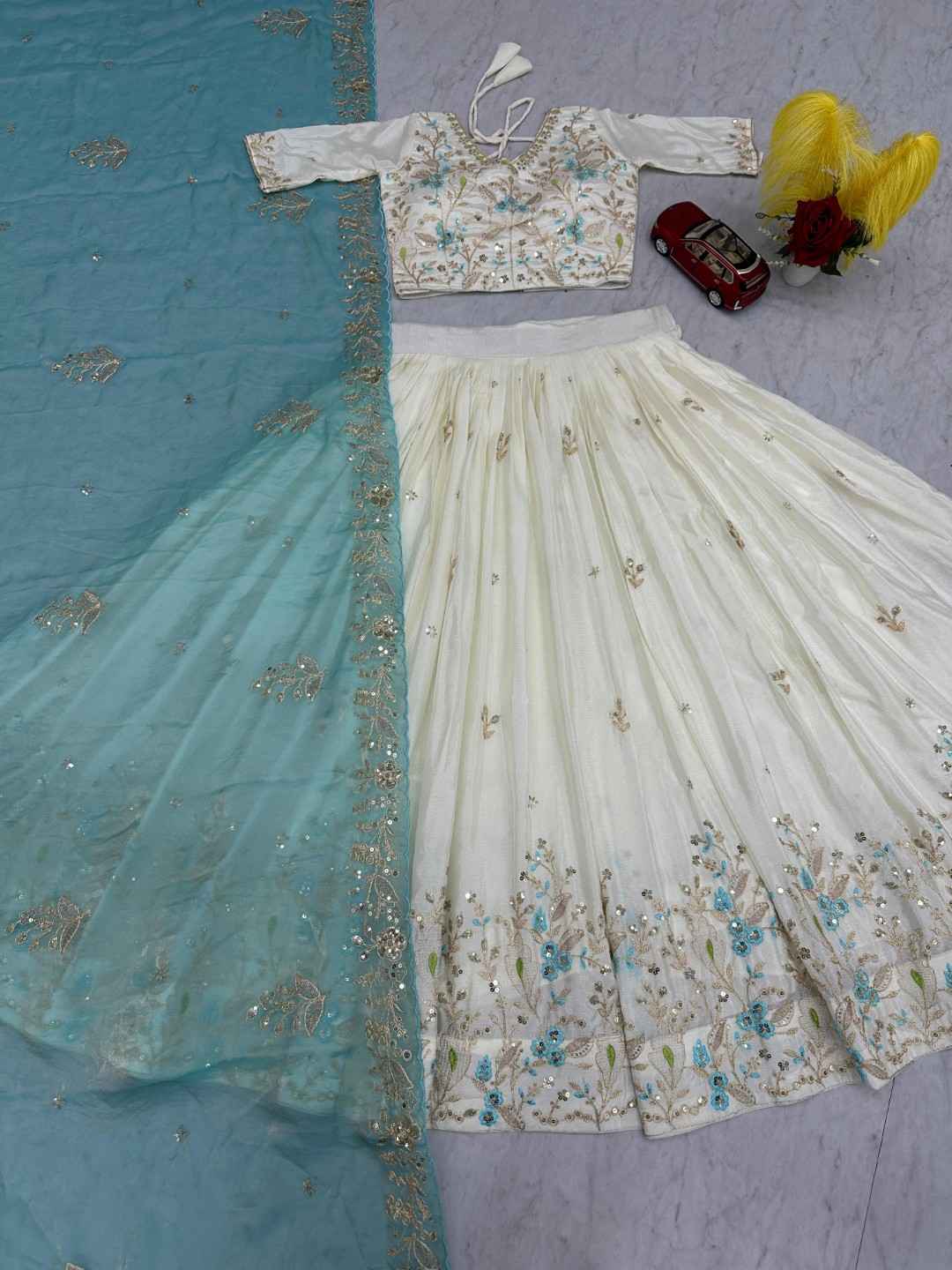 CHINON EMBROIDERY THREAD AND SEQUENCE WORK LEHENGA CHOLI CODE 302 AT WHOLESALE PRICE