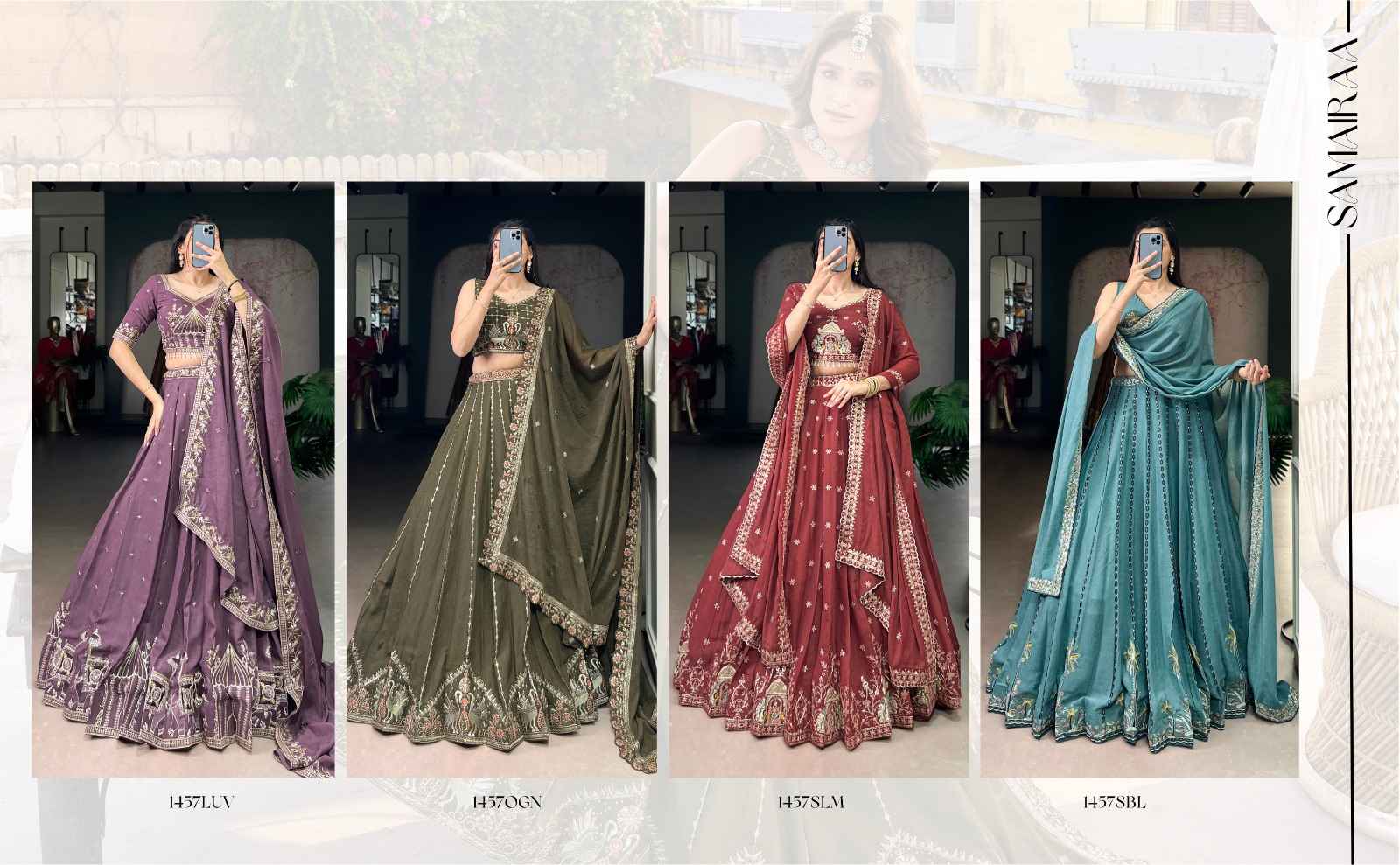 CHOCOLATE CRUSH SEQUENCE AND THREAD EMBROIDERY WORK LEHENGA CHOLI AT WHOLESALE PRICE 
