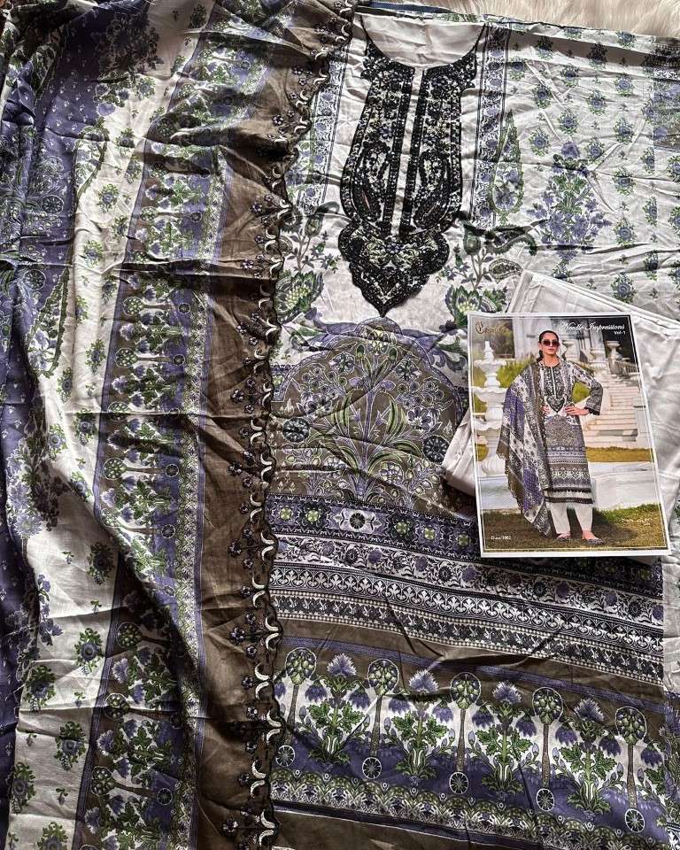 COSMOS NEEDLE IMPRESSIONS VOL-1 LAWN COTTON EMBROIDERED EID DRESS MATERIAL AT WHOLESALE PRICE