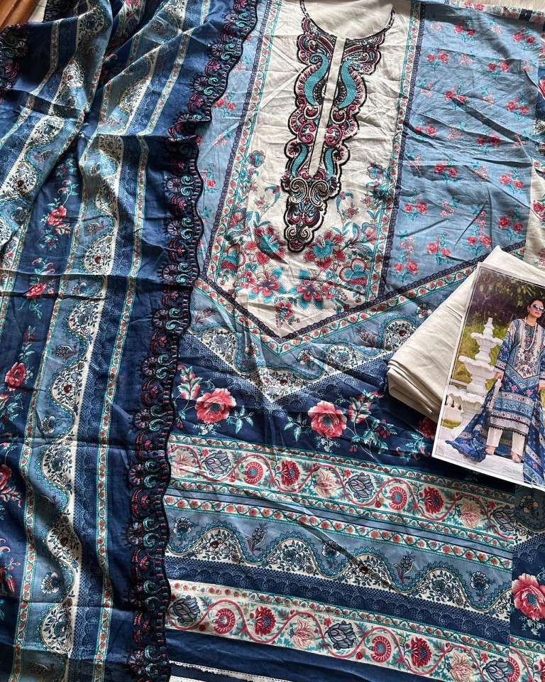 COSMOS NEEDLE IMPRESSIONS VOL-1 LAWN COTTON EMBROIDERED EID DRESS MATERIAL AT WHOLESALE PRICE