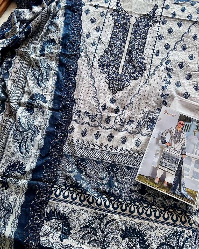 COSMOS NEEDLE IMPRESSIONS VOL-1 LAWN COTTON EMBROIDERED EID DRESS MATERIAL AT WHOLESALE PRICE