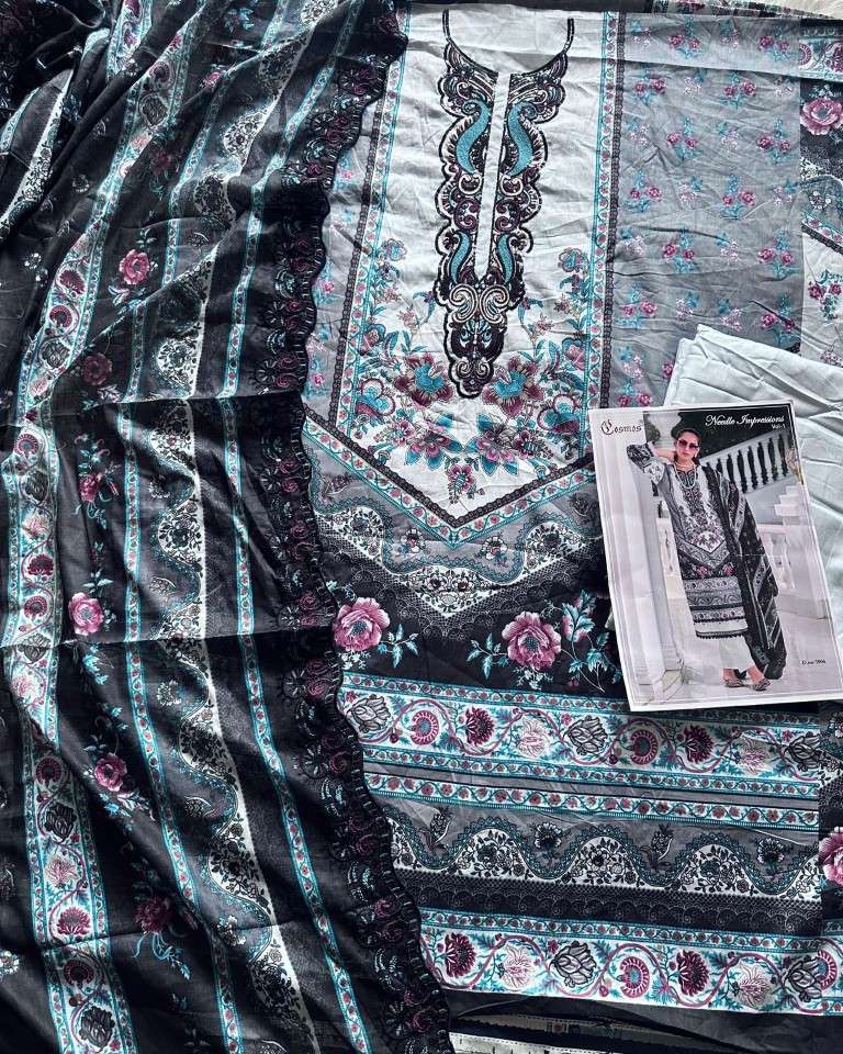 COSMOS NEEDLE IMPRESSIONS VOL-1 LAWN COTTON EMBROIDERED EID DRESS MATERIAL AT WHOLESALE PRICE