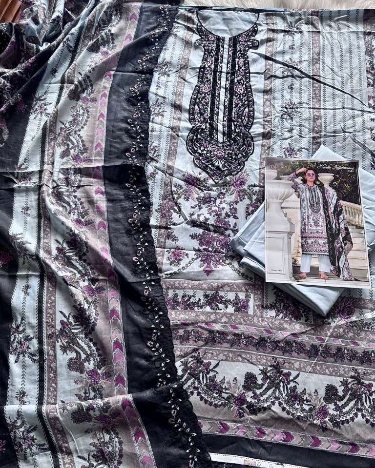 COSMOS NEEDLE IMPRESSIONS VOL-1 LAWN COTTON EMBROIDERED EID DRESS MATERIAL AT WHOLESALE PRICE