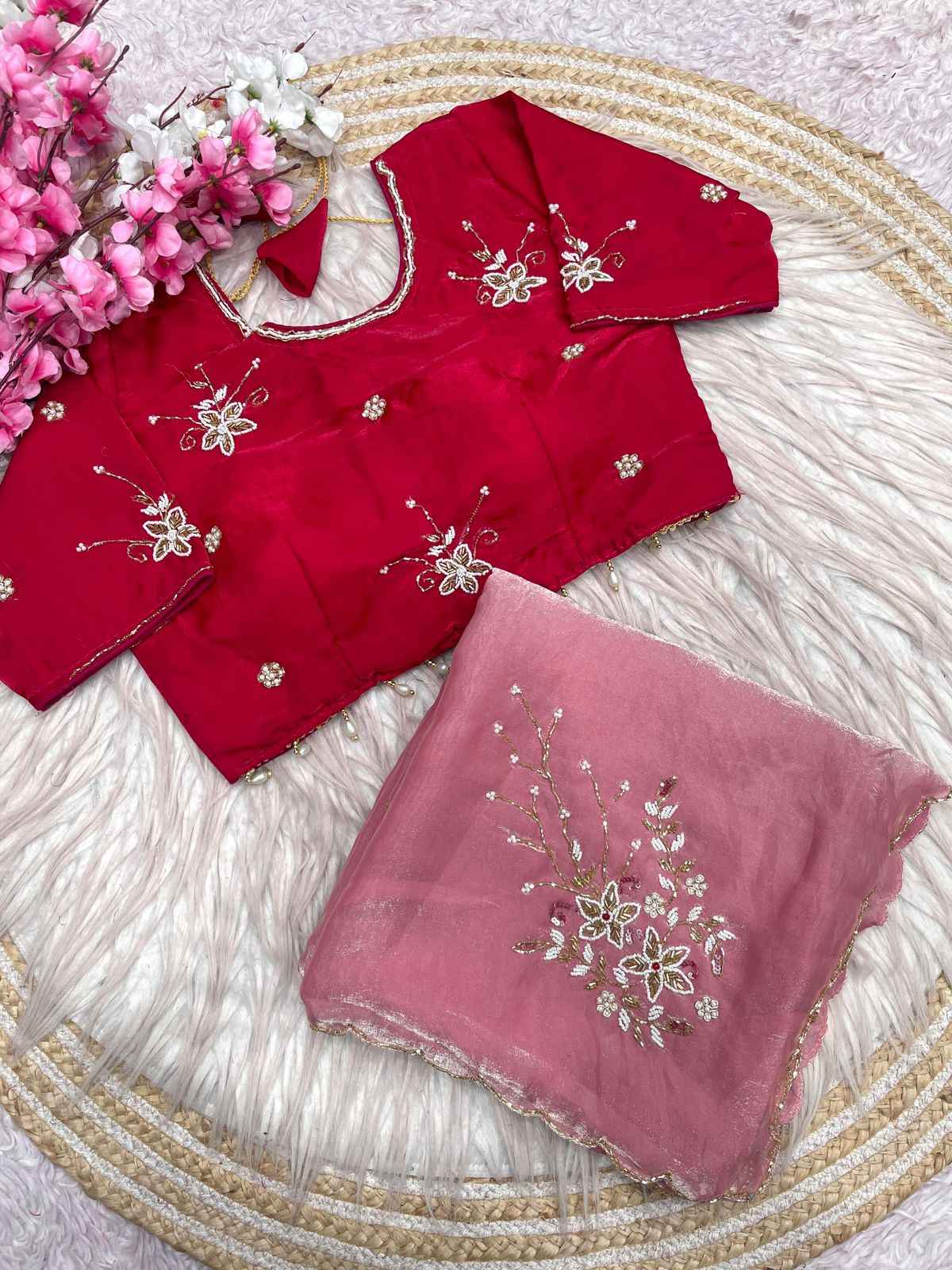 FANDY SATTIN KHATLI CUT DANA HANDWORK SAREE AT WHOLESALE PRICE