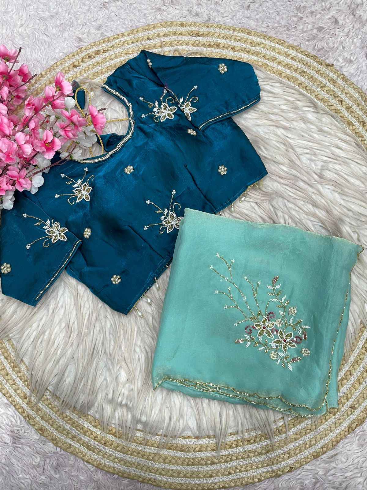 FANDY SATTIN KHATLI CUT DANA HANDWORK SAREE AT WHOLESALE PRICE