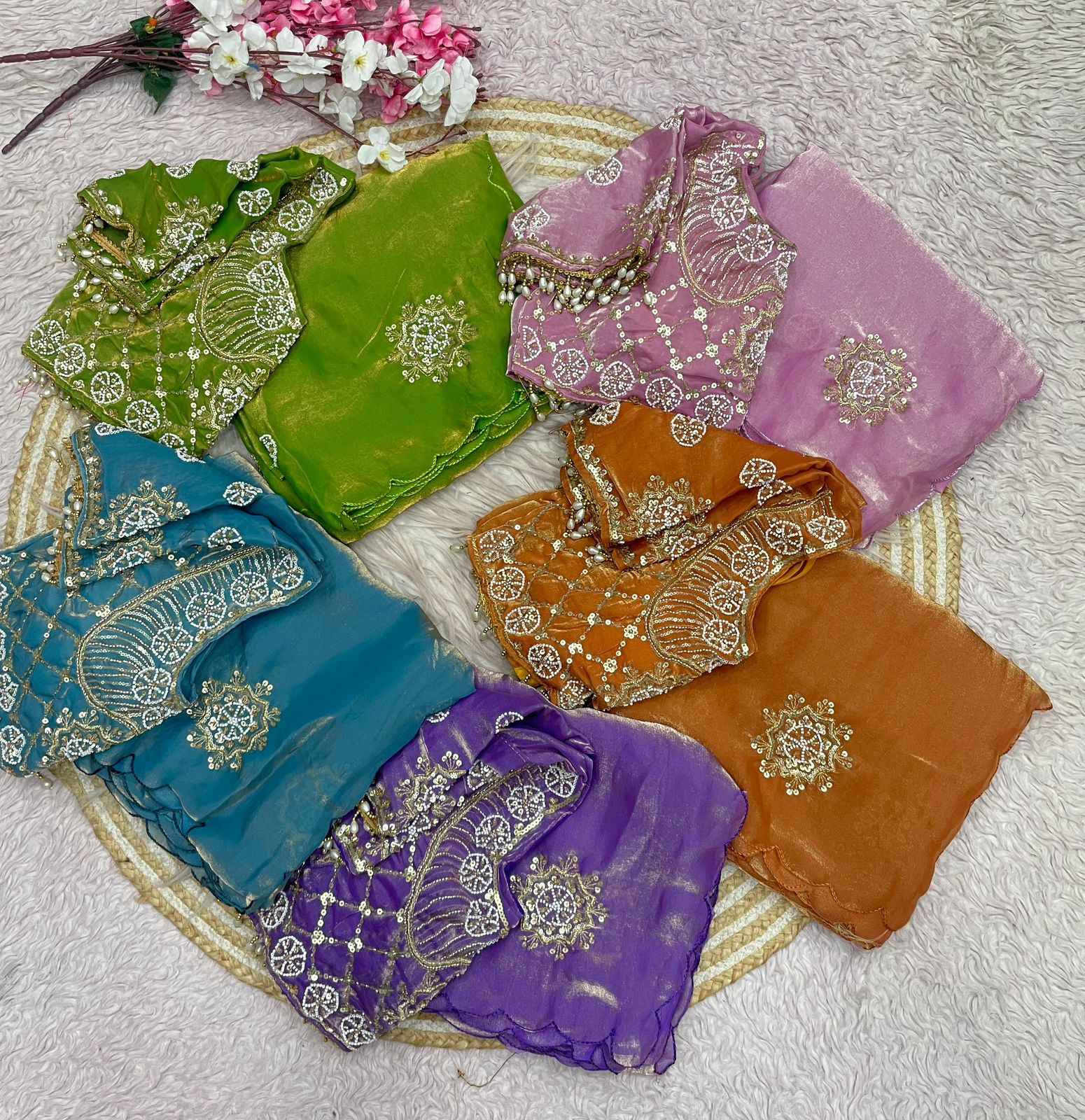 FANDY SATTIN KHATLI BEEDS WORK SAREE AT WHOLESALE PRICE  