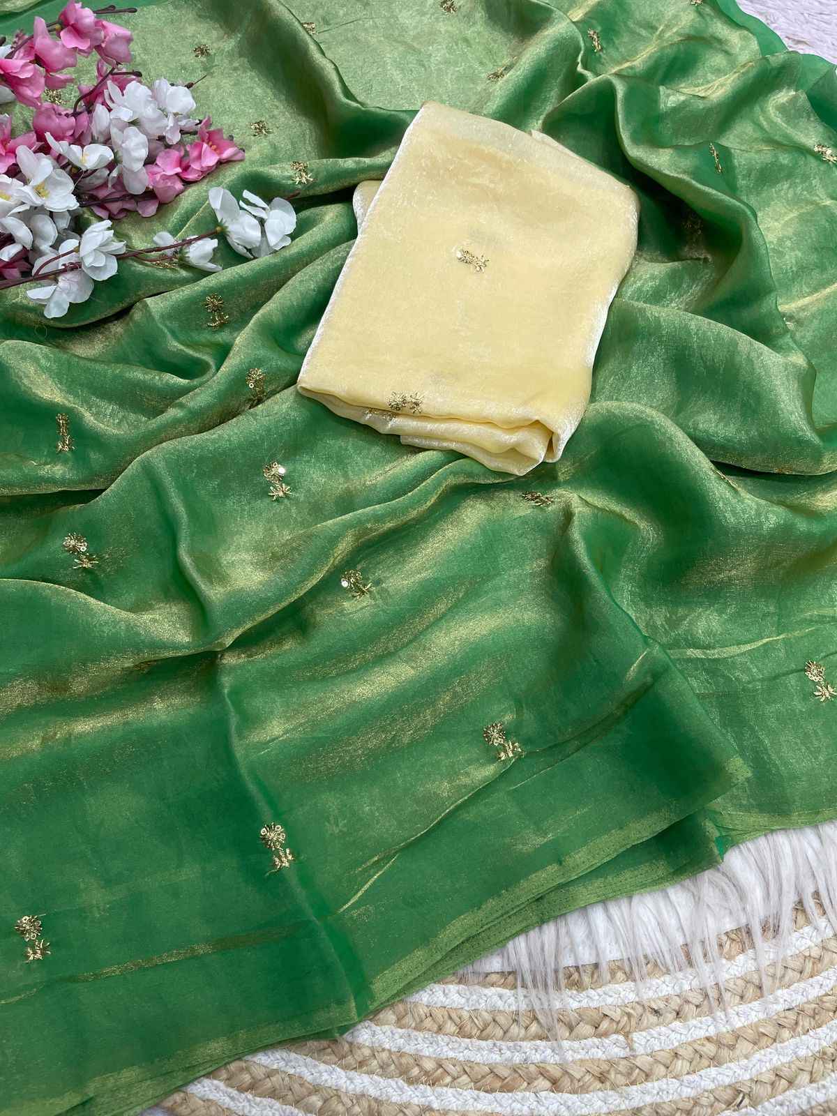  FANDY SATTIN SEQUENCE BUTTI WORK SAREE AT WHOLESALE PRICE  