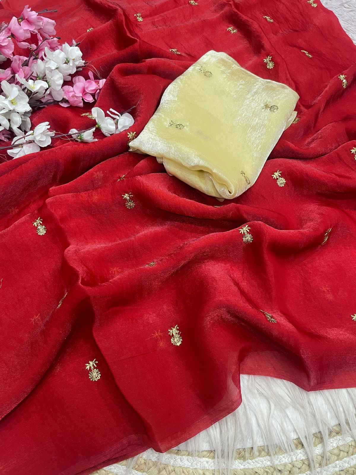  FANDY SATTIN SEQUENCE BUTTI WORK SAREE AT WHOLESALE PRICE  