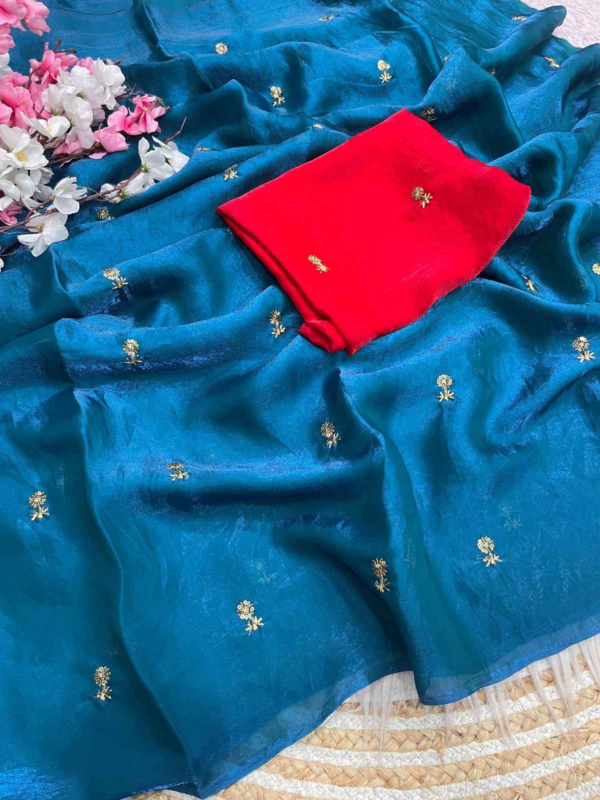  FANDY SATTIN SEQUENCE BUTTI WORK SAREE AT WHOLESALE PRICE  