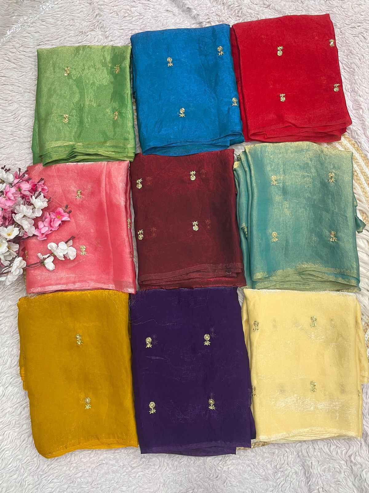  FANDY SATTIN SEQUENCE BUTTI WORK SAREE AT WHOLESALE PRICE  