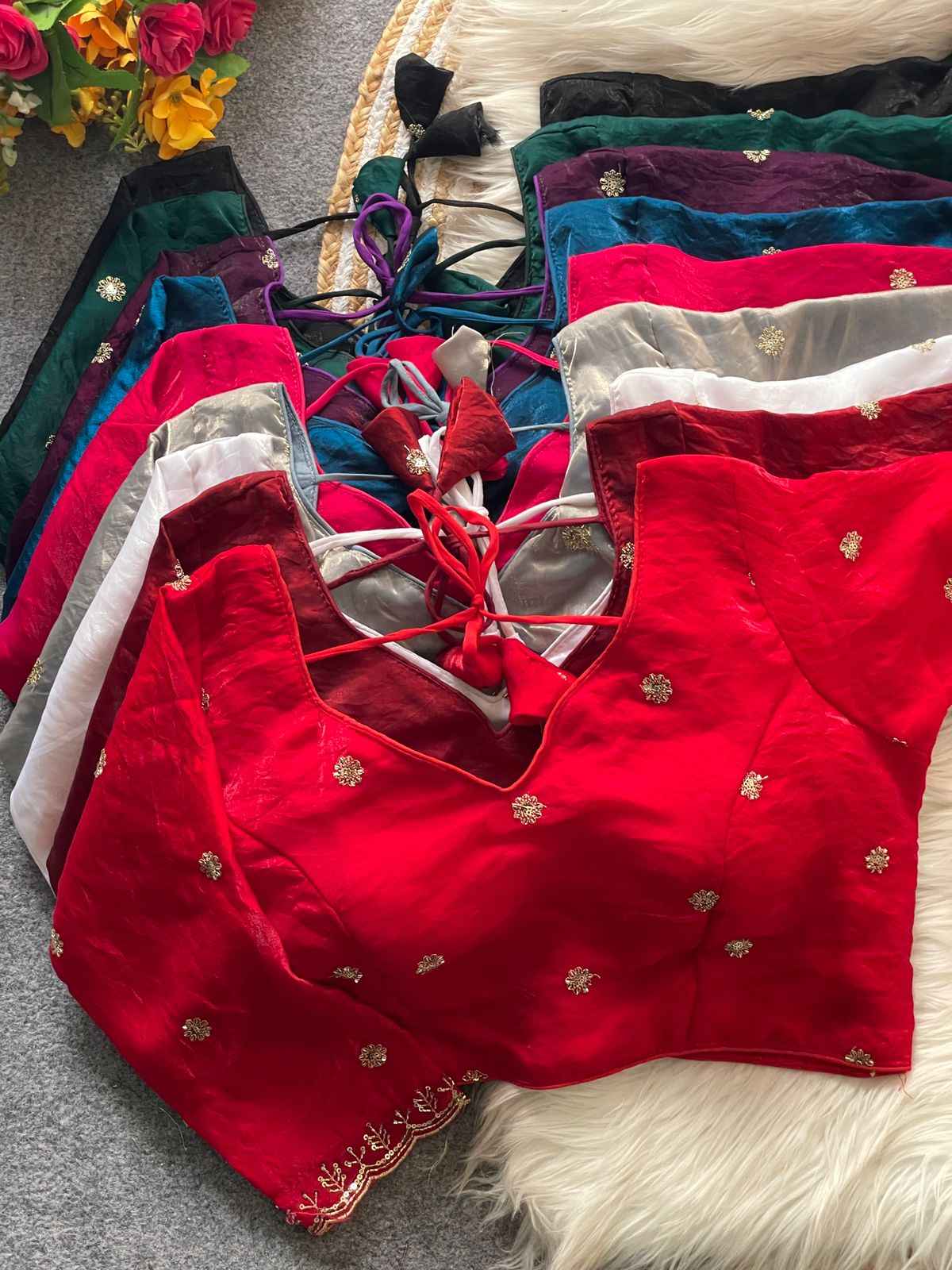 HEAVY PURE FENDY SILK BEADS HANDWORK BRIDAL BLOUSE AT WHOLESALE PRICE  