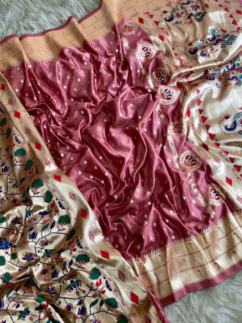 GLASS SATIN PAITHANI SILK ZARI WEAVING SAREE AT WHOLESALE PRICE