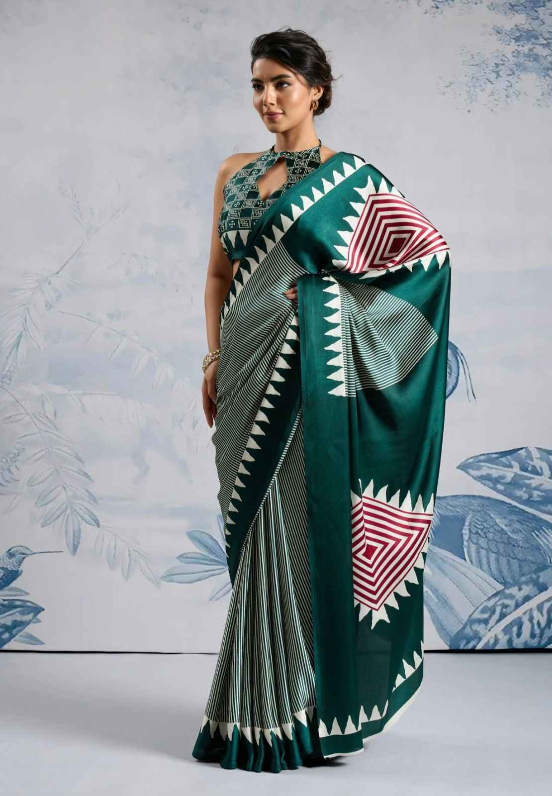 ORIGINAL JAPAN SATIN WITH DIGITAL PRINT SAREE 1 AT WHOLESALE PRICE