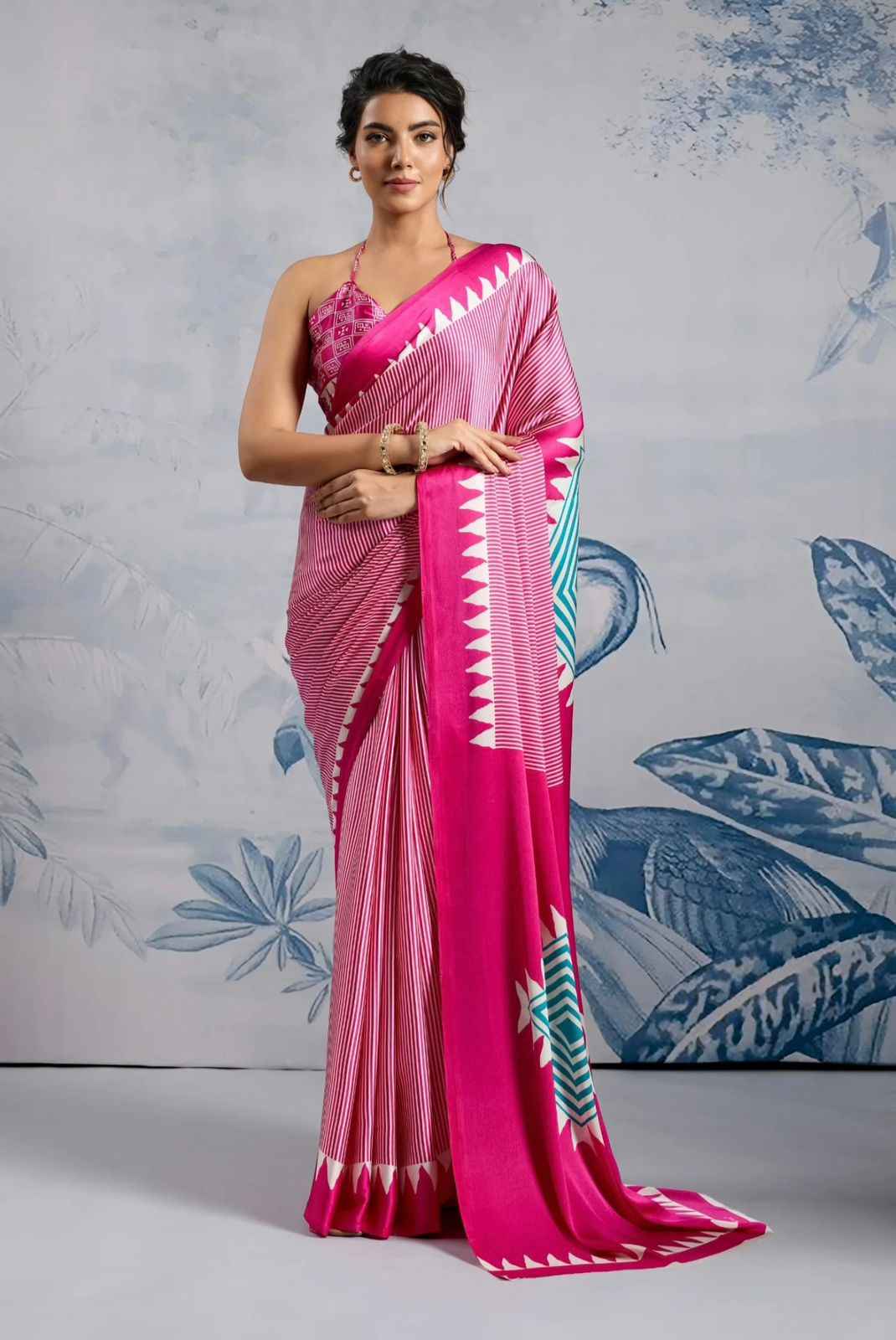 ORIGINAL JAPAN SATIN WITH DIGITAL PRINT SAREE 1 AT WHOLESALE PRICE