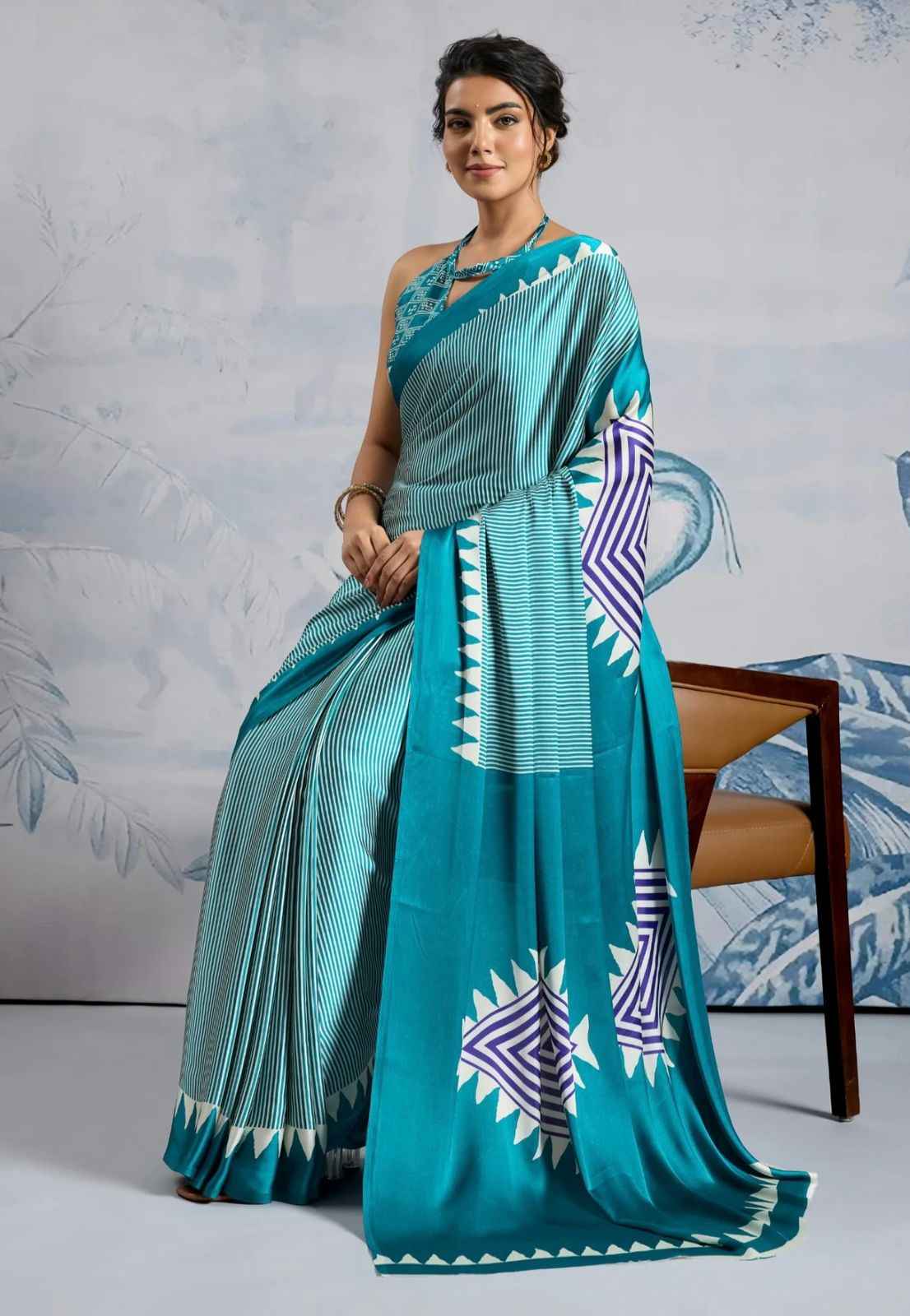 ORIGINAL JAPAN SATIN WITH DIGITAL PRINT SAREE 1 AT WHOLESALE PRICE