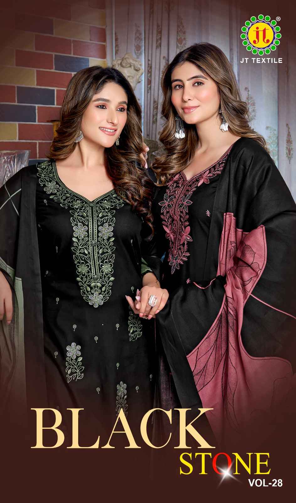 JT BLACK STONE VOL-28 RAYON PREMIUM WORK DRESS MATERIAL AT WHOLESALE PRICE