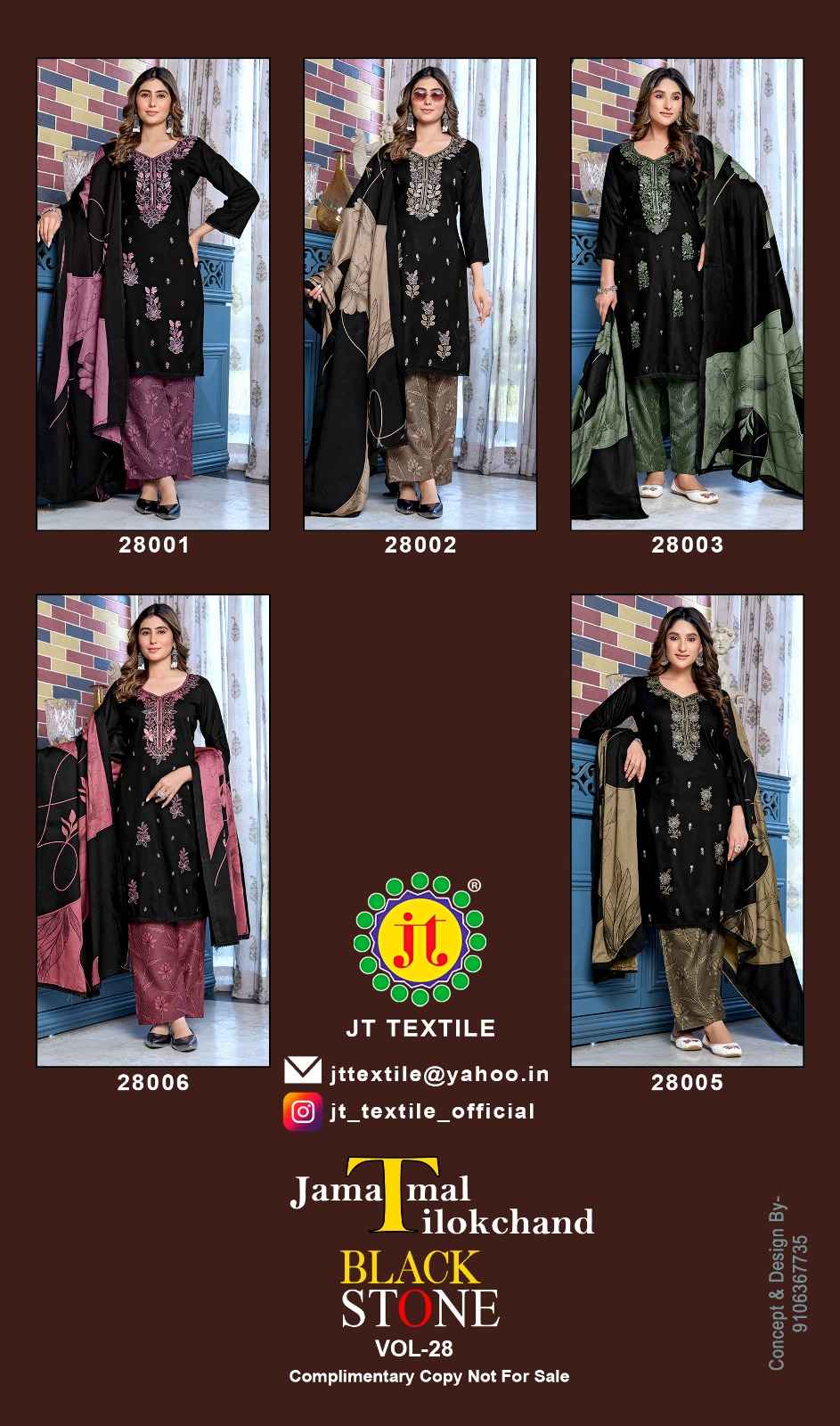 JT BLACK STONE VOL-28 RAYON PREMIUM WORK DRESS MATERIAL AT WHOLESALE PRICE