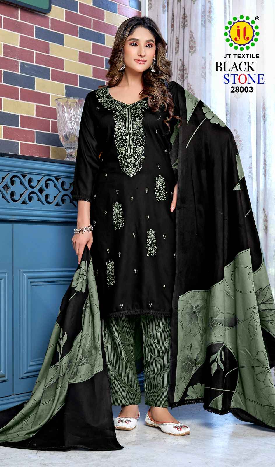 JT BLACK STONE VOL-28 RAYON PREMIUM WORK DRESS MATERIAL AT WHOLESALE PRICE