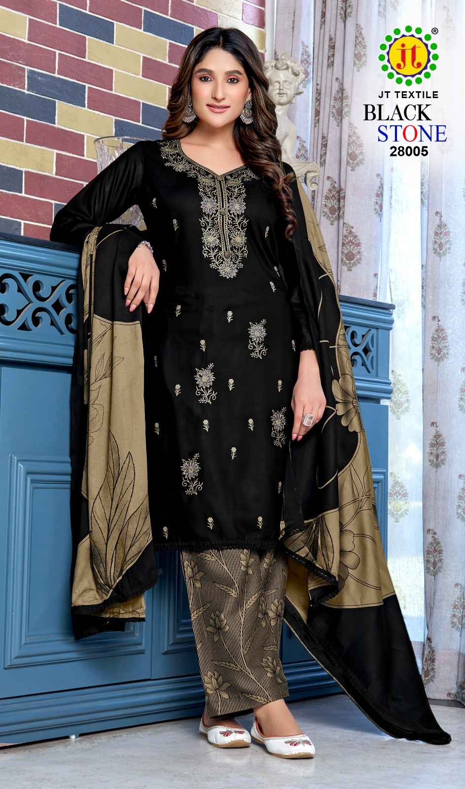 JT BLACK STONE VOL-28 RAYON PREMIUM WORK DRESS MATERIAL AT WHOLESALE PRICE
