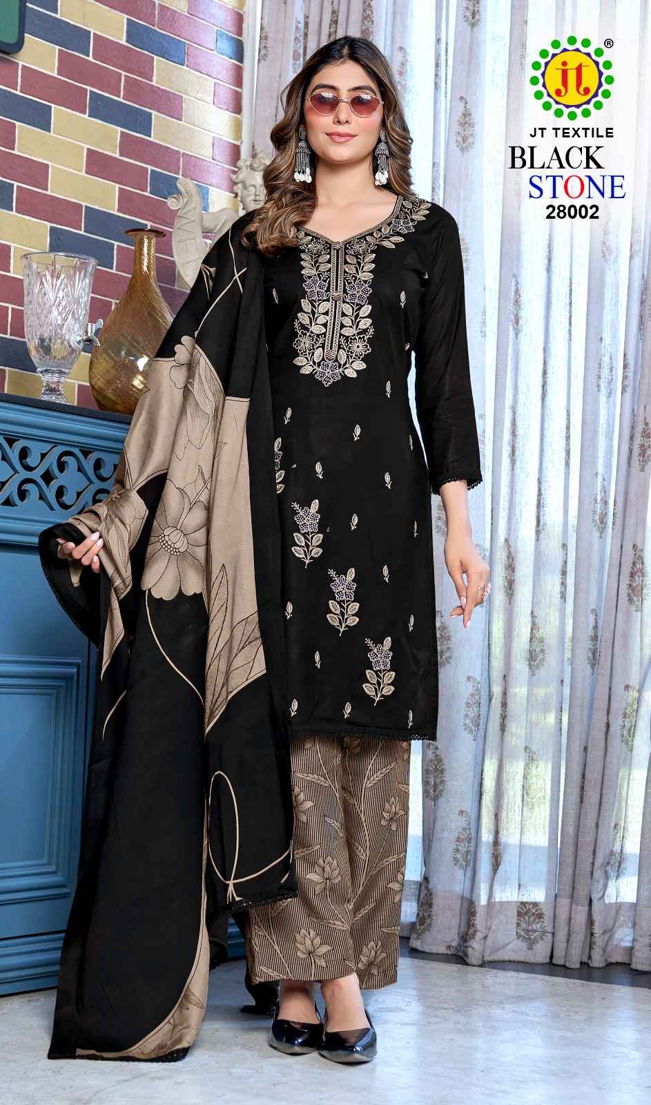 JT BLACK STONE VOL-28 RAYON PREMIUM WORK DRESS MATERIAL AT WHOLESALE PRICE