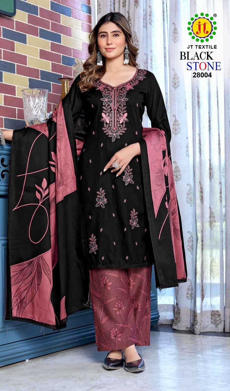 JT BLACK STONE VOL-28 RAYON PREMIUM WORK DRESS MATERIAL AT WHOLESALE PRICE