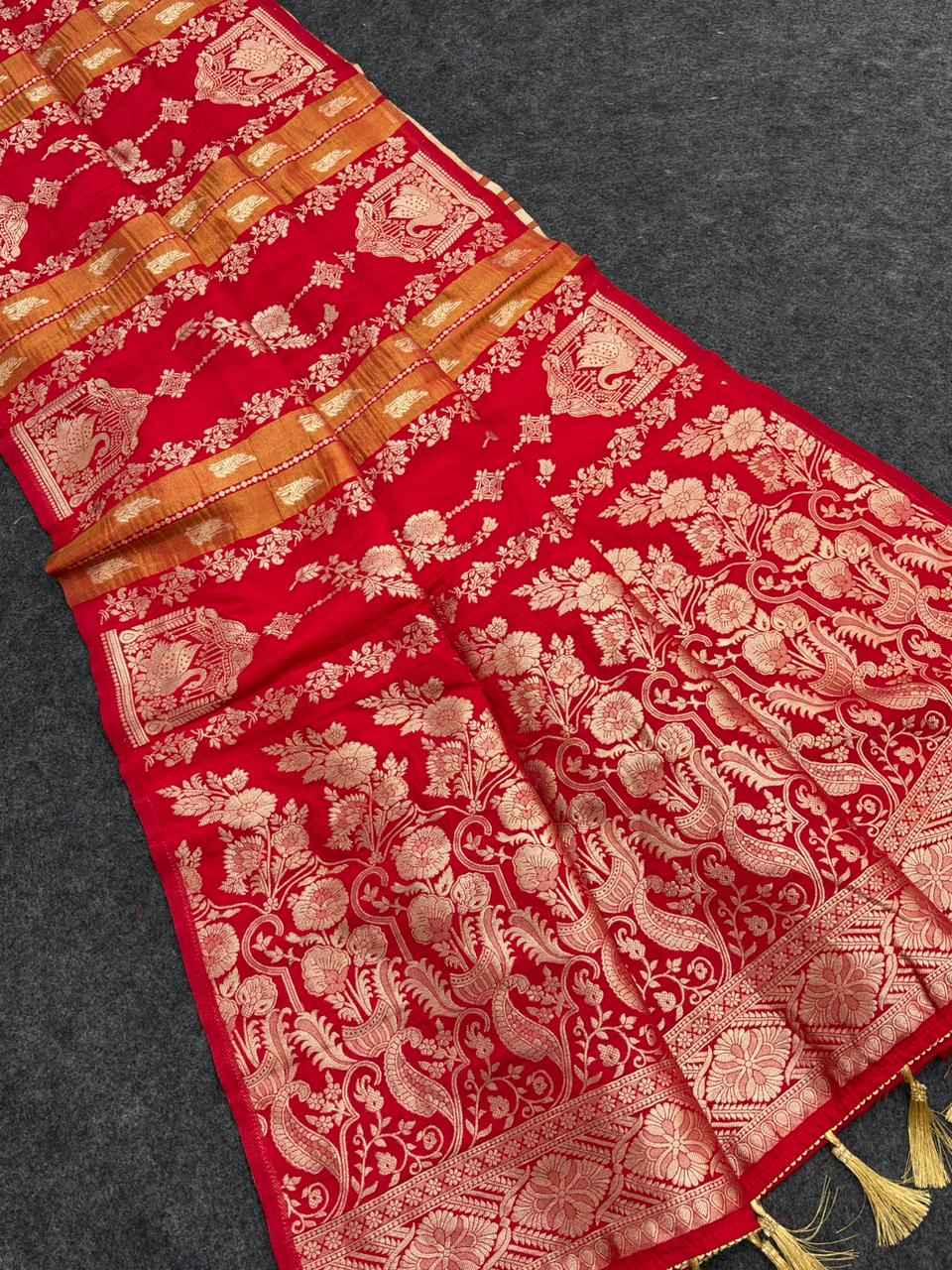  KHADI CREPE TISSUE PAITHANI SILK ZARI WEAVING SAREE AT WHOLESALE PRICE