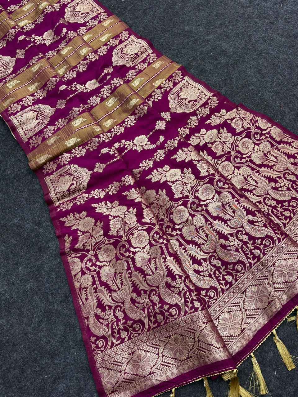  KHADI CREPE TISSUE PAITHANI SILK ZARI WEAVING SAREE AT WHOLESALE PRICE