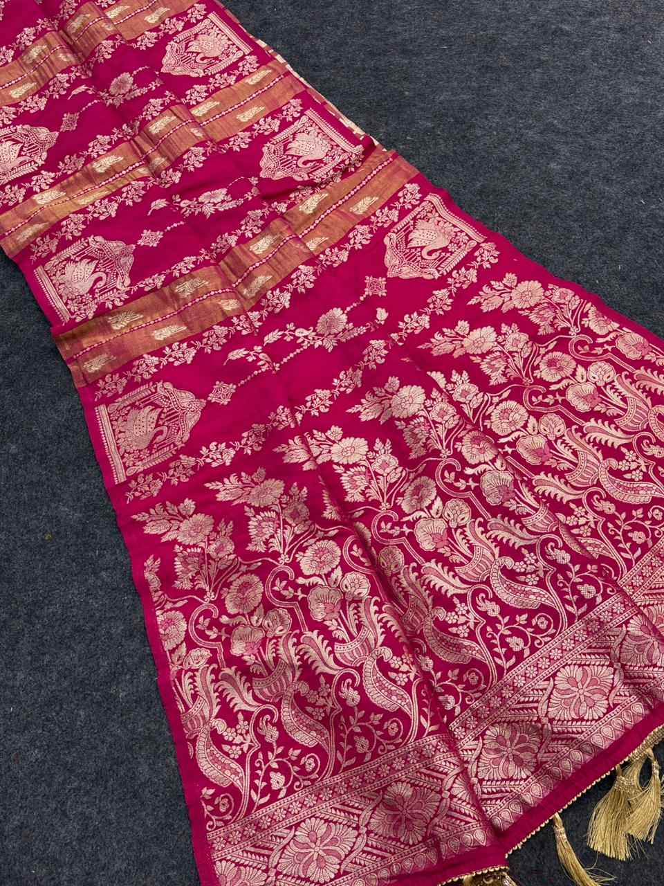  KHADI CREPE TISSUE PAITHANI SILK ZARI WEAVING SAREE AT WHOLESALE PRICE