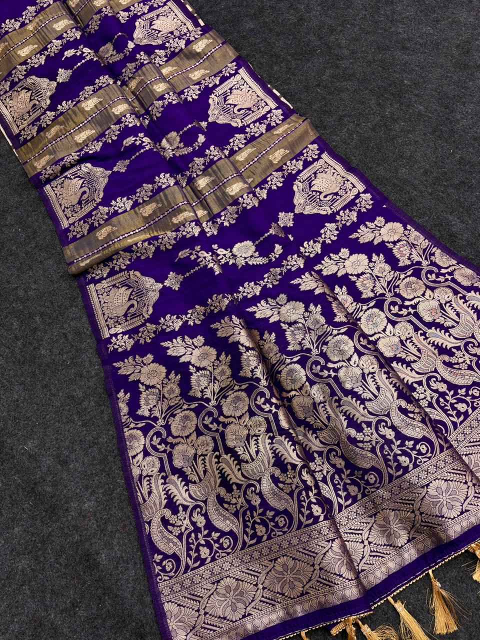  KHADI CREPE TISSUE PAITHANI SILK ZARI WEAVING SAREE AT WHOLESALE PRICE