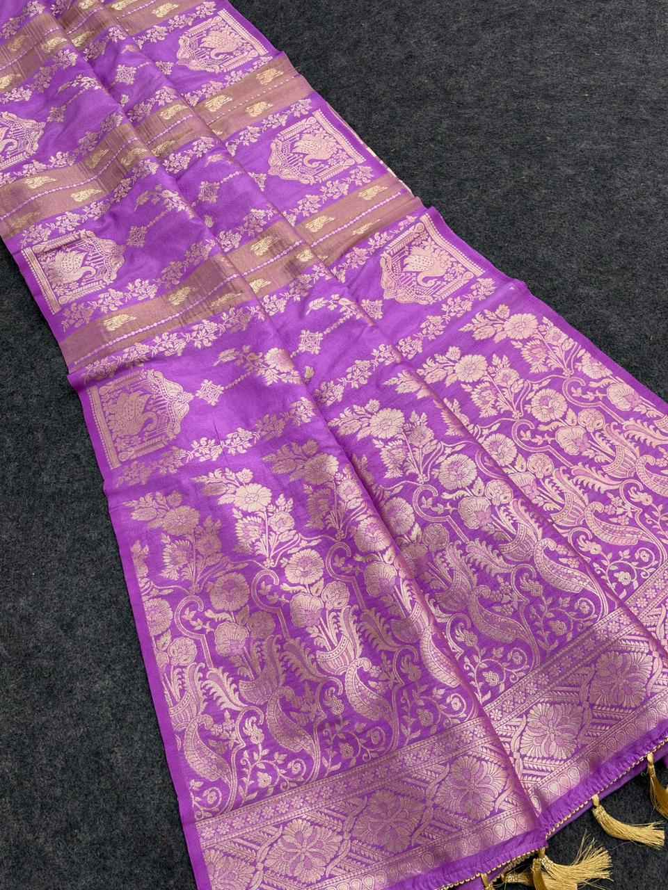  KHADI CREPE TISSUE PAITHANI SILK ZARI WEAVING SAREE AT WHOLESALE PRICE
