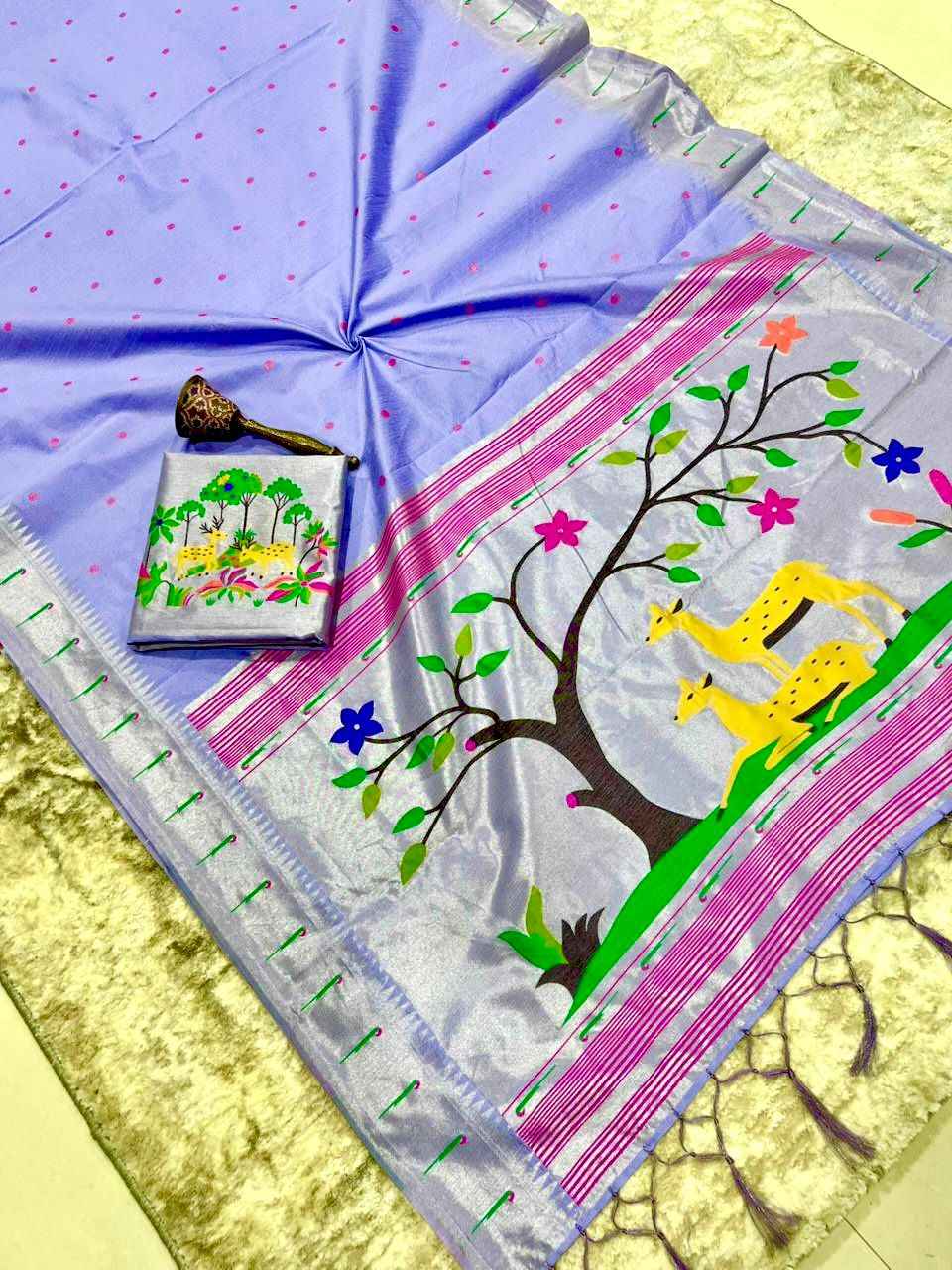 KHADI RAW SILK MUNIYA PAITHANI RICH ZARI WEAVING SAREE 1 AT WHOLESALE PRICE  