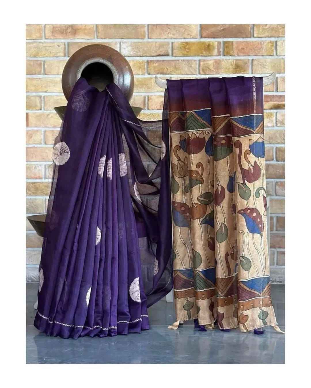 LINEN DIGITAL KALAMKARI PRINT SAREE AT WHOLESALE PRICE