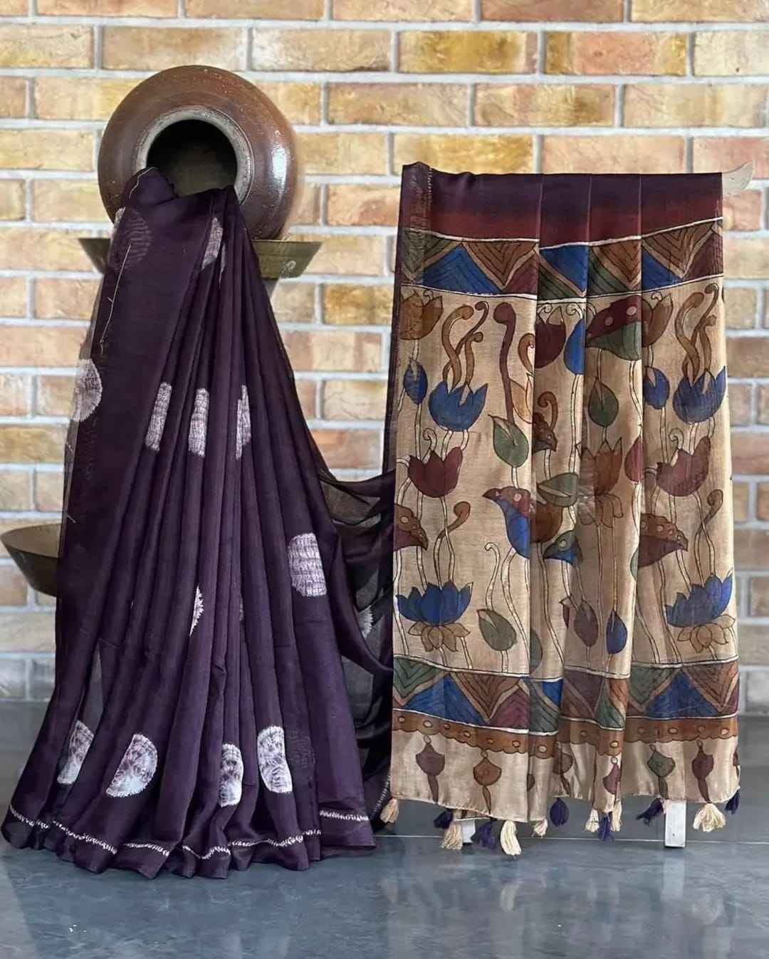 LINEN DIGITAL KALAMKARI PRINT SAREE AT WHOLESALE PRICE