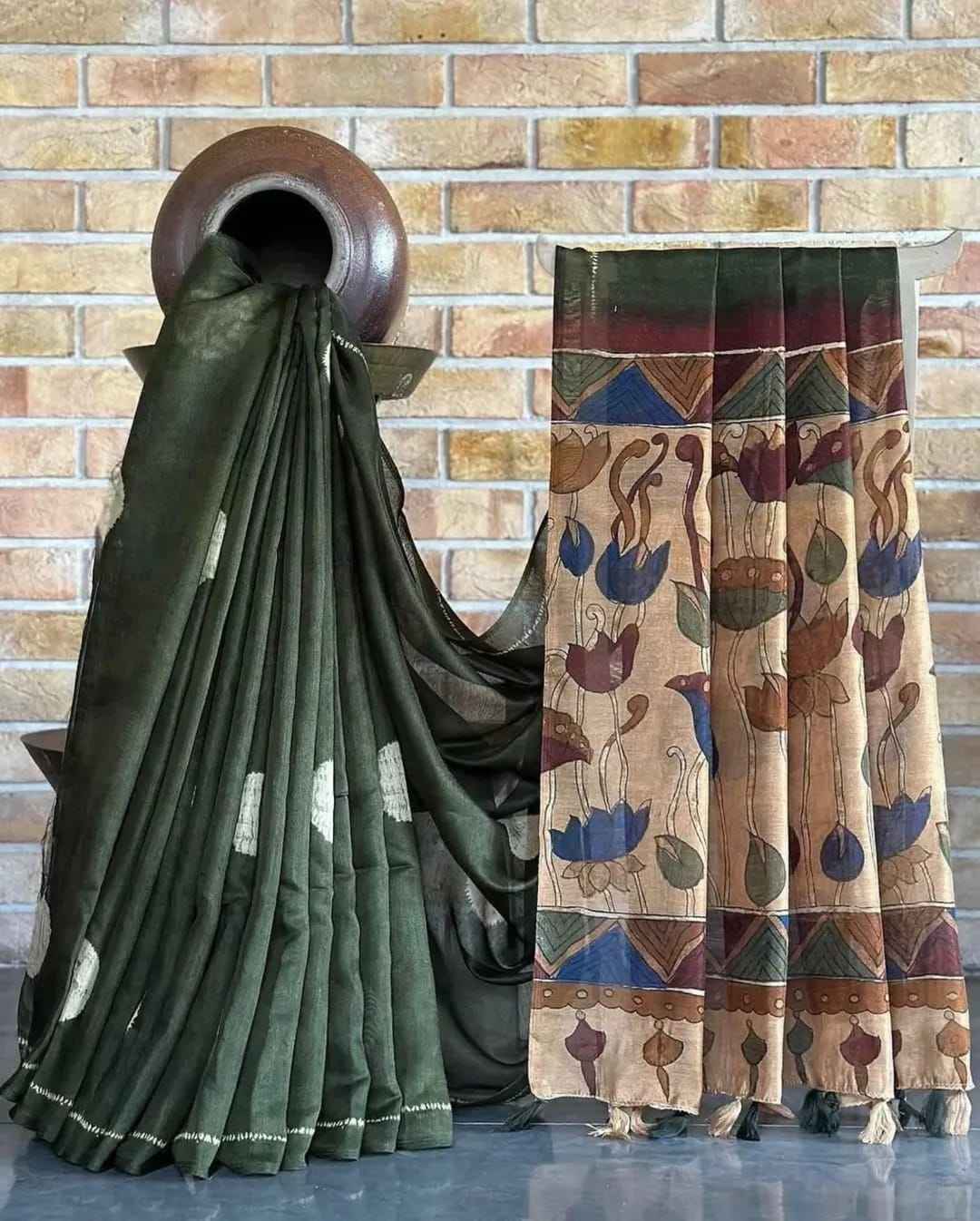 LINEN DIGITAL KALAMKARI PRINT SAREE AT WHOLESALE PRICE