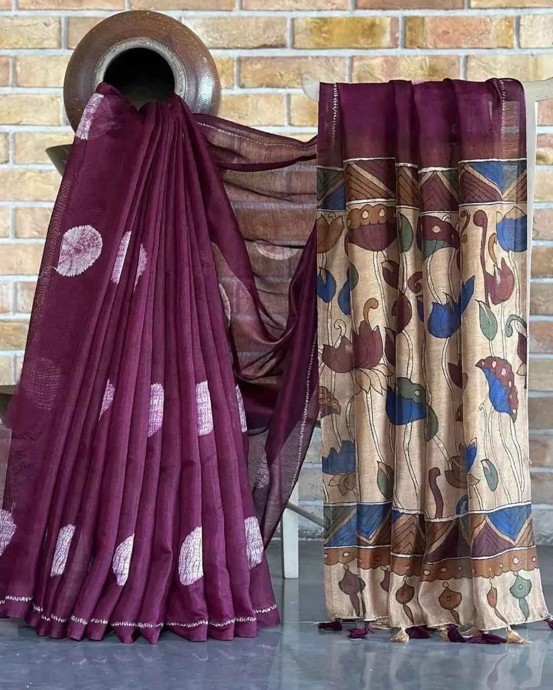 LINEN DIGITAL KALAMKARI PRINT SAREE AT WHOLESALE PRICE