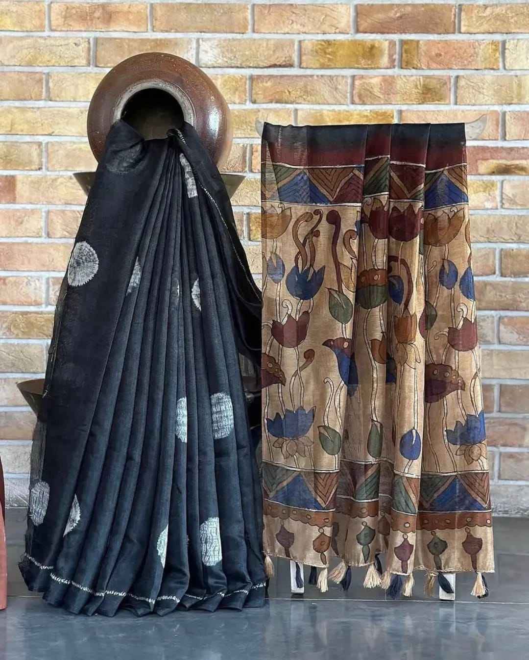 LINEN DIGITAL KALAMKARI PRINT SAREE AT WHOLESALE PRICE