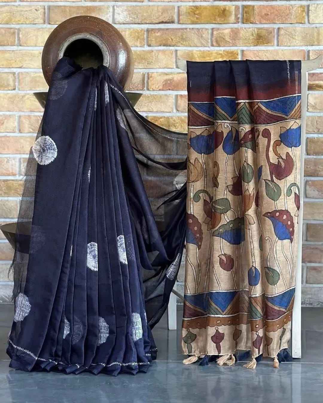 LINEN DIGITAL KALAMKARI PRINT SAREE AT WHOLESALE PRICE