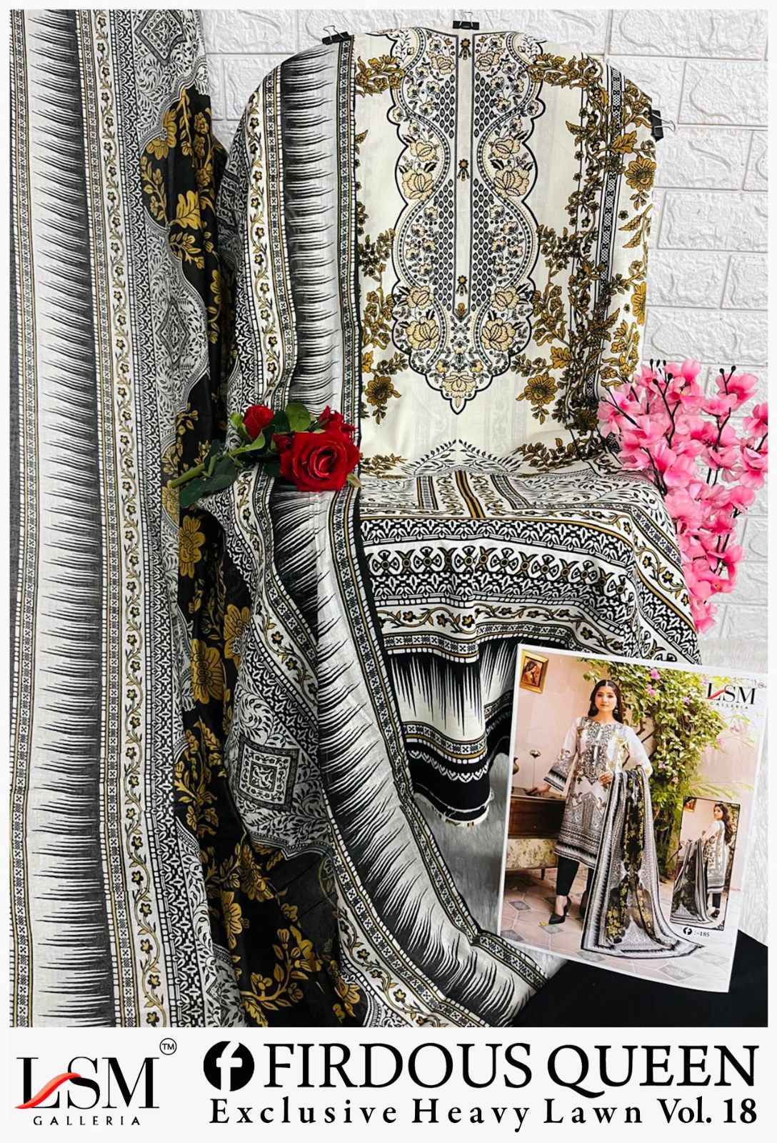 LSM FIRDOUS QUEEN VOL 18 EXCLUSIVE HEAVY LAWN COLLECTION AT WHOLESALE PRICE
