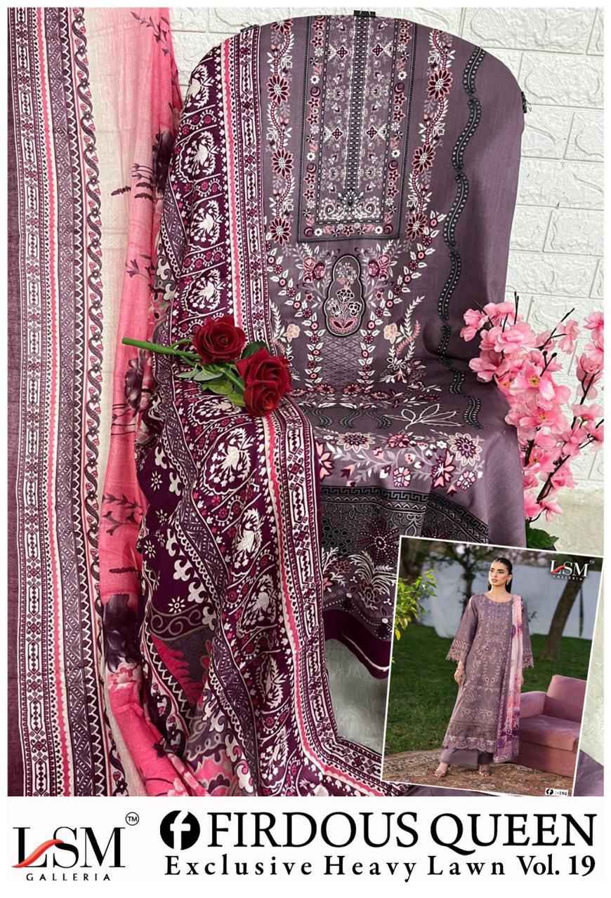 LSM FIRDOUS QUEEN VOL-19 EXCLUSIVE HEAVY LAWN DRESS MATERIAL AT WHOLESALE PRICE