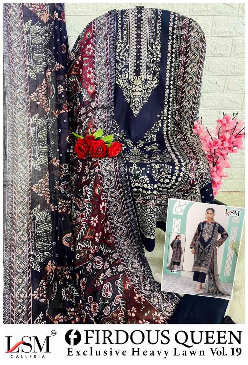 LSM FIRDOUS QUEEN VOL-19 EXCLUSIVE HEAVY LAWN DRESS MATERIAL AT WHOLESALE PRICE