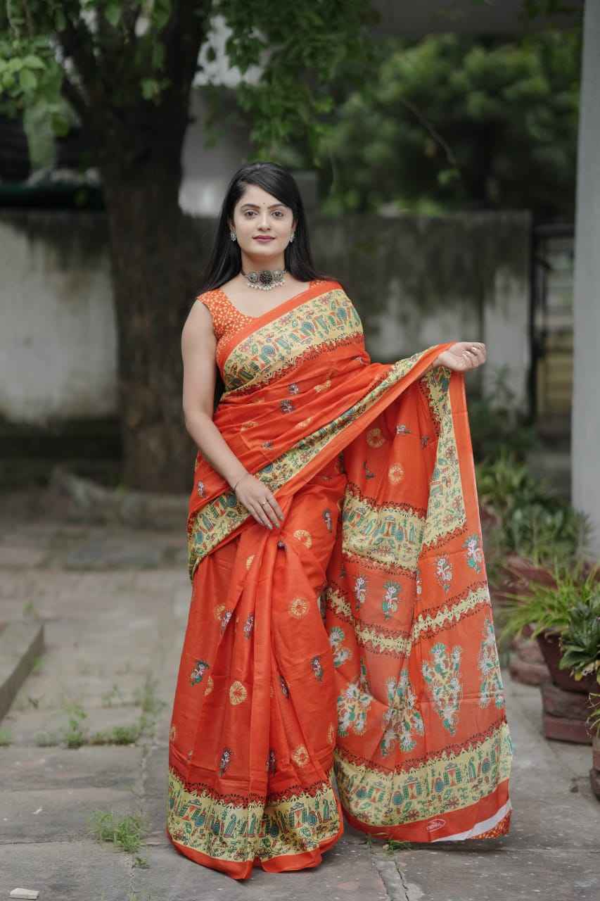 BAGRU BLOCK PRINT MAL MAL COTTON PRINTED SAREE AT WHOLESALE PRICE  