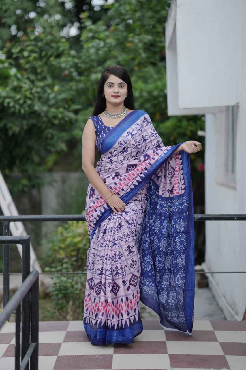 BAGRU BLOCK PRINT MAL MAL COTTON PRINTED SAREE AT WHOLESALE PRICE  