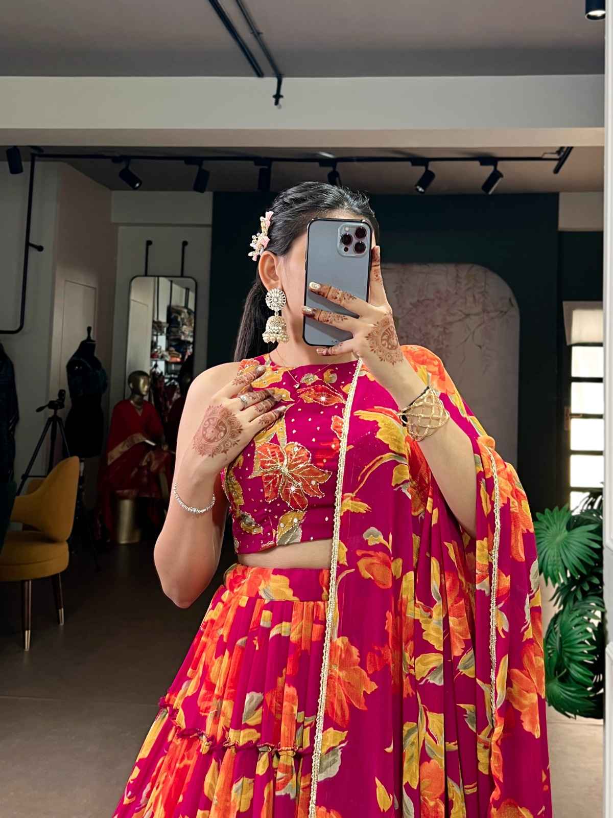 MARBLE FLORAL PRINTED LEHENGA CHOLI AT WHOLESALE PRICE  