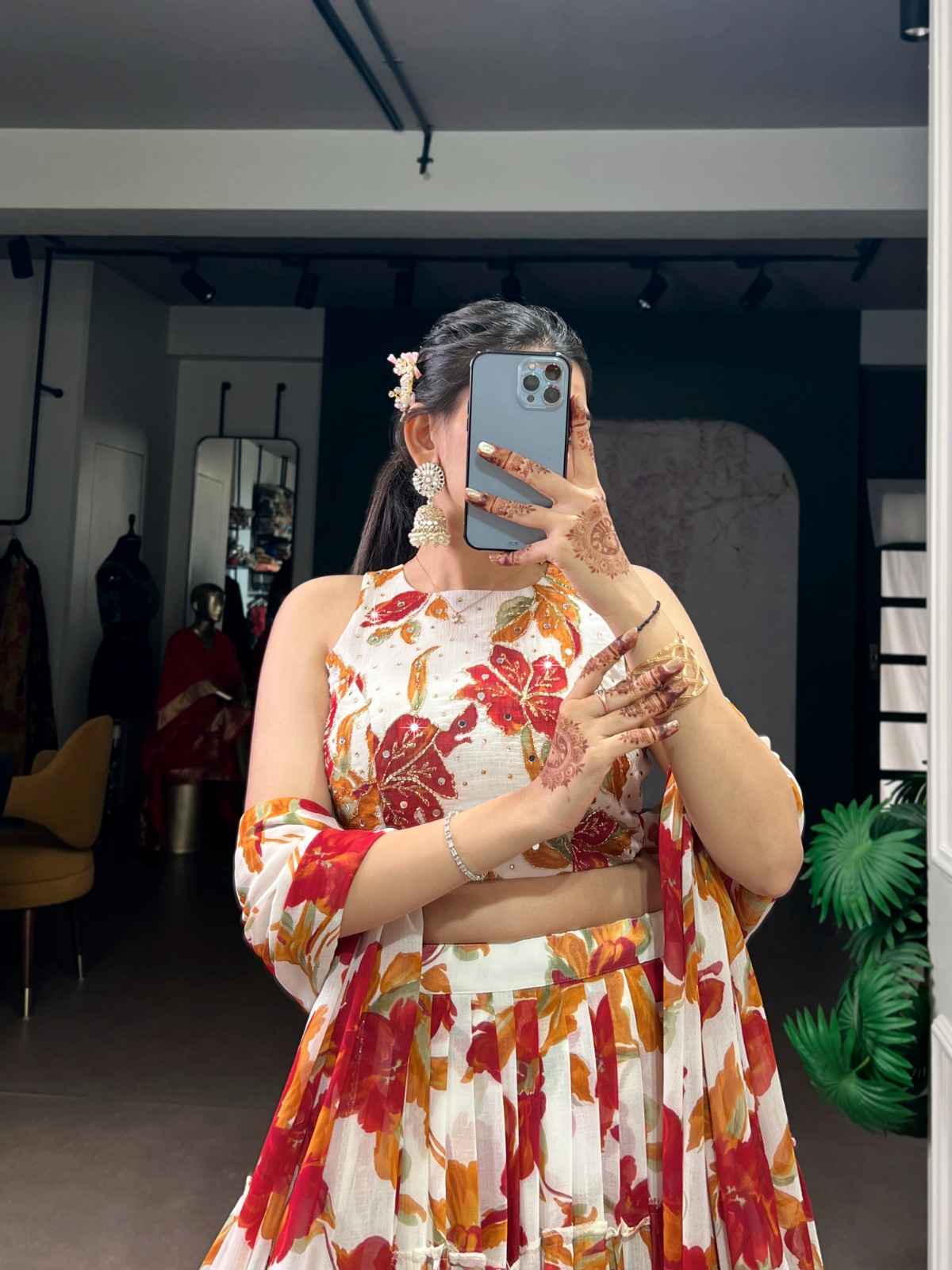 MARBLE FLORAL PRINTED LEHENGA CHOLI AT WHOLESALE PRICE  