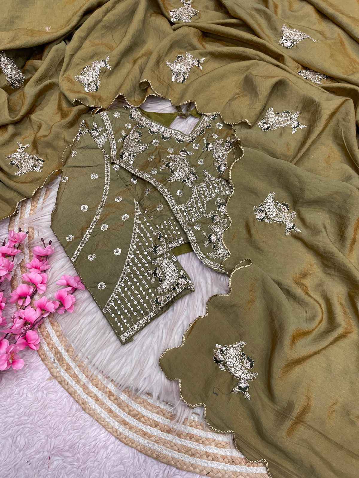 NC SATTIN TWO TON DESIGNER BEEDS WORK SAREE AT WHOLESALE PRICE  