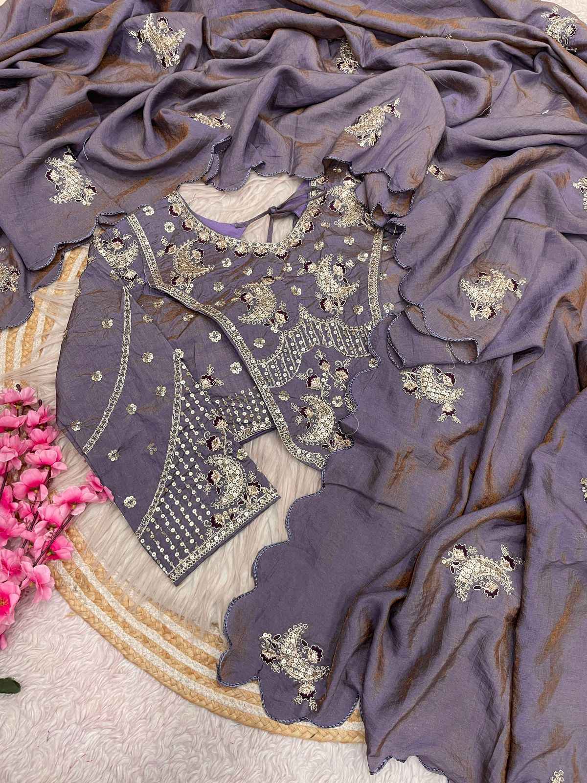 NC SATTIN TWO TON DESIGNER BEEDS WORK SAREE AT WHOLESALE PRICE  